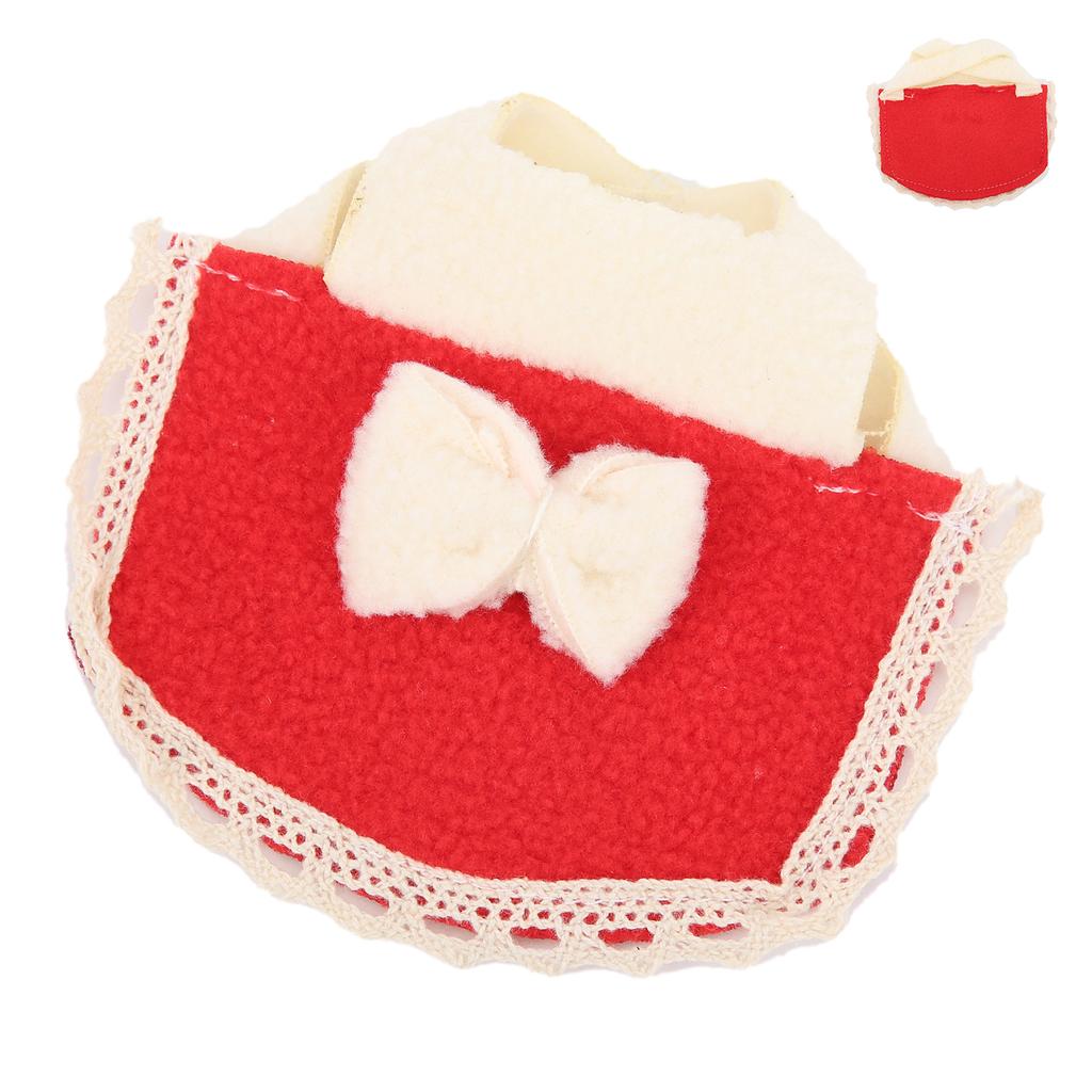 Hamster Cloak Outfits with BowKnot Soft Fleece Mini Pet Clothes for Small Animal(Red M)