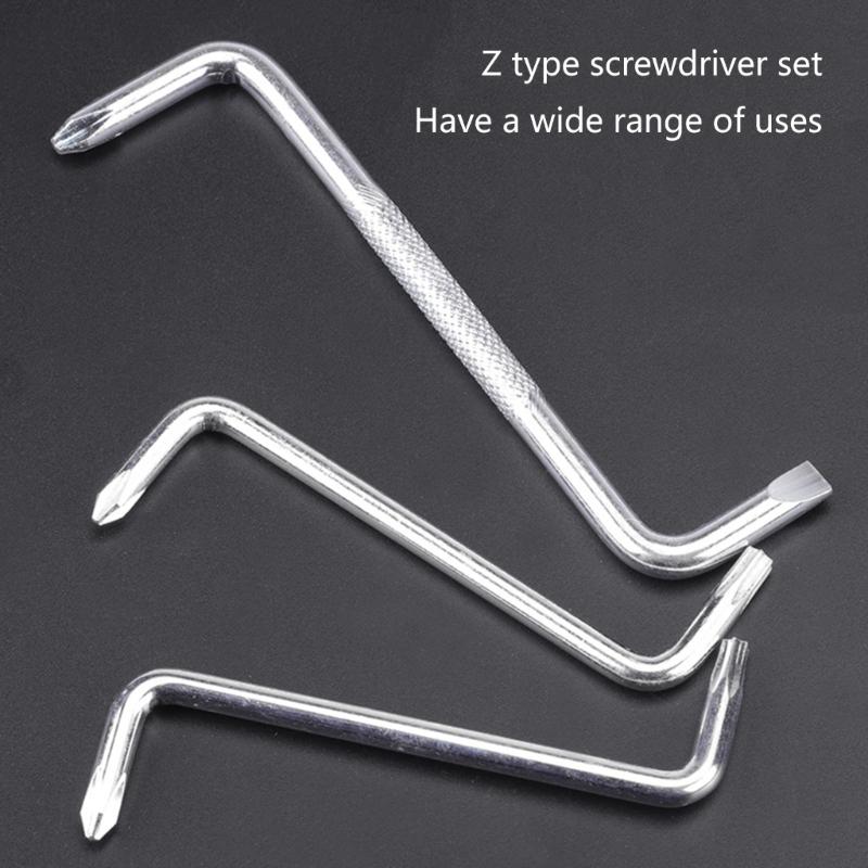 (Pack of 3) Screwdriver Set 3 Pieces ZType Double Head Offset Screwdriver,T20/T25/Cross Wrench Cross Screwdriver
