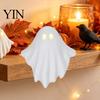 Spooky Room Accents Light Up Ghost Halloween Decoration, Cute LED Glowing Shelf Sitter, Ornaments Table Edge Figurine for Indoor Mantel Fireplace Home