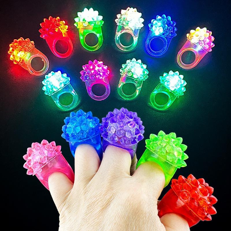 LED Light Up Ring Bumpy Rings Flashing LED Bumpy Jelly Ring Light-Up Toy Birthday Rewards Eggs Filler Glow Party Supplies