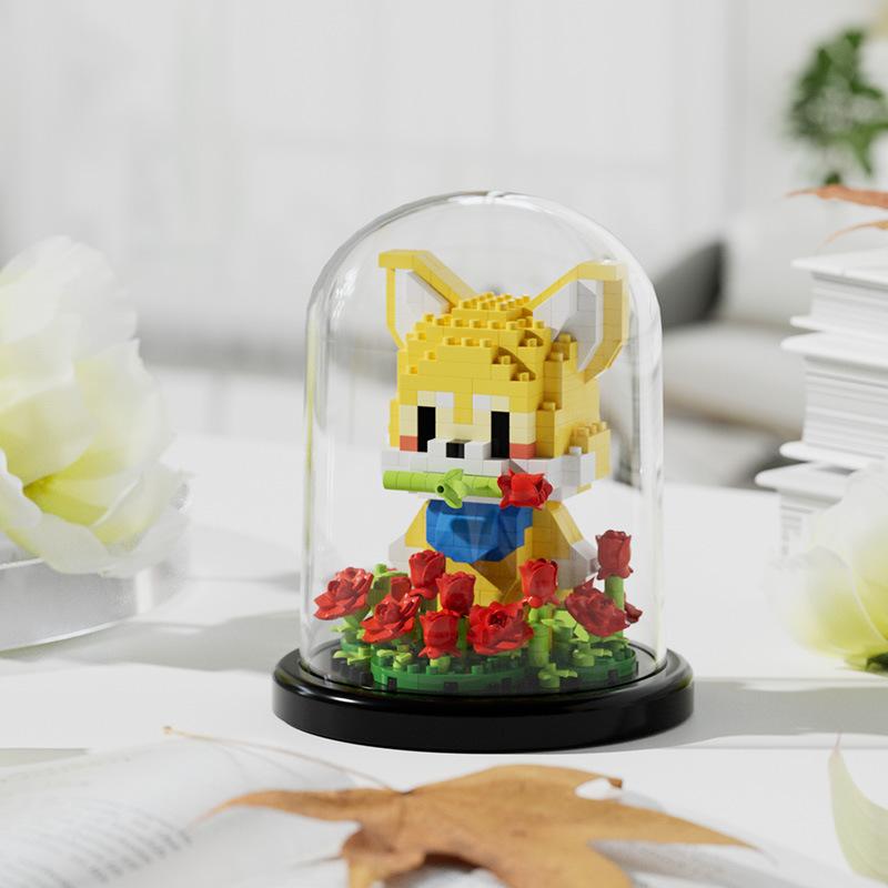 Сборные игрушки ручной работы, животные, сад, настольные украшения, строительные блоки для Дня святого Валентина