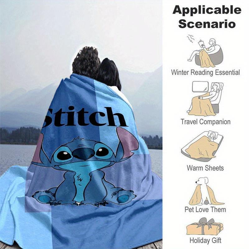 1pc Stitch Printing Blanket - Soft, All-Season Throw for Living Room, Bedroom,Travel