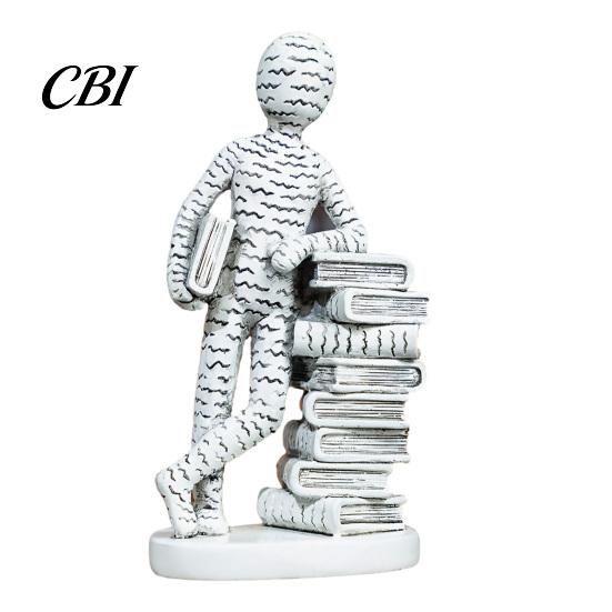 Creative Gifts for Students And Teachers Resin Book Lover Statue, Reader Sculpture Leaning on Stacked Book, Nordic Style Desk Ornaments Decorative