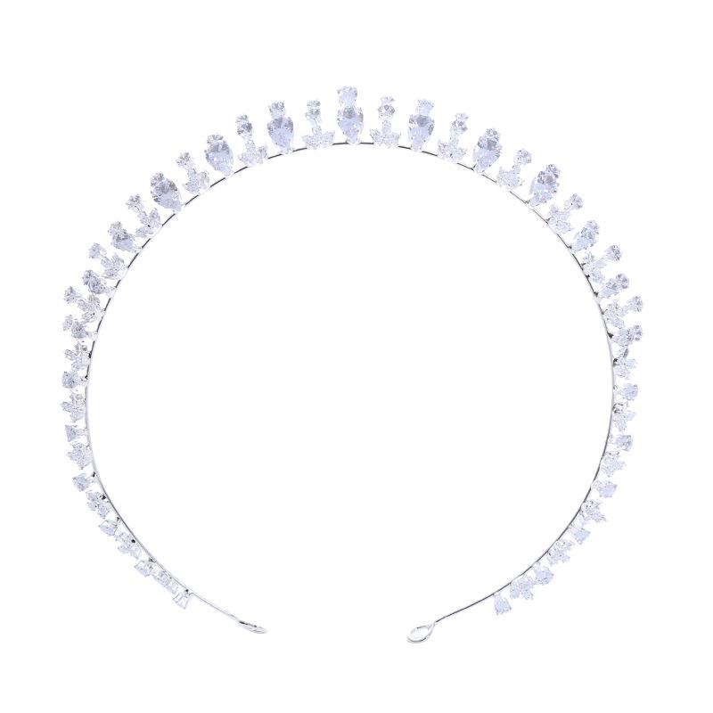 Свадебная корона Роскошная ручная работа Цирконовая корона принцессы Тиара Аксессуары для волос Зимняя повязка на голову