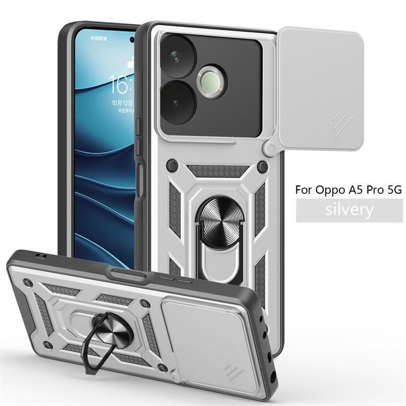 Чехол для OPPO A5 Pro 5G Противоударный бронированный чехол с выдвижной защитой объектива Чехол для телефона для OPPOA5 Pro A5Pro 5G Чехол с магнитной подставкой-кольцом