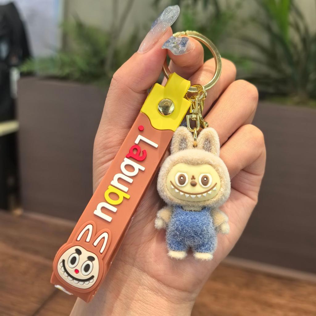 Cross Border Cartoon Plush Fabric Keychain Pendant Labubu Backpack Ornament Cute 3D Doll Keychain