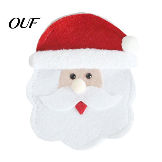 Home Banquet Table Decor Christmas Cutlery Holder Pockets, Non-woven Fabric Pouch Bags for Spoon Knife Holiday Flatware Sleeves Fork, Santa