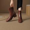 Модные ботильоны с квадратным носком женские 2025 осень и зима новые мягкая подошва модные универсальные на толстом каблуке челси тонкие ботинки женские