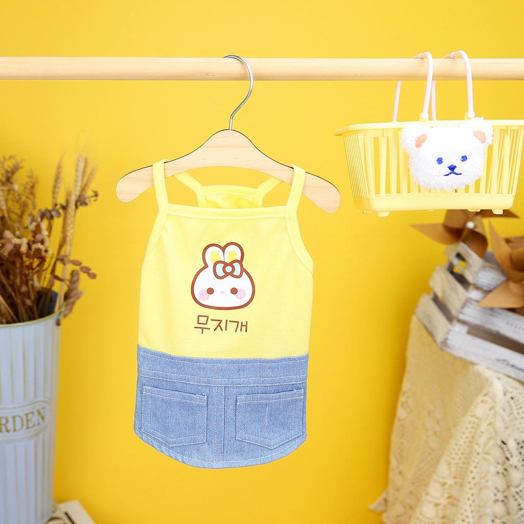 Весенне-летняя новая одежда для домашних животных, одежда для собак, весенне-летняя одежда для домашних животных, плюшевая юбка, джинсовая юбка с карманами, платье для собаки