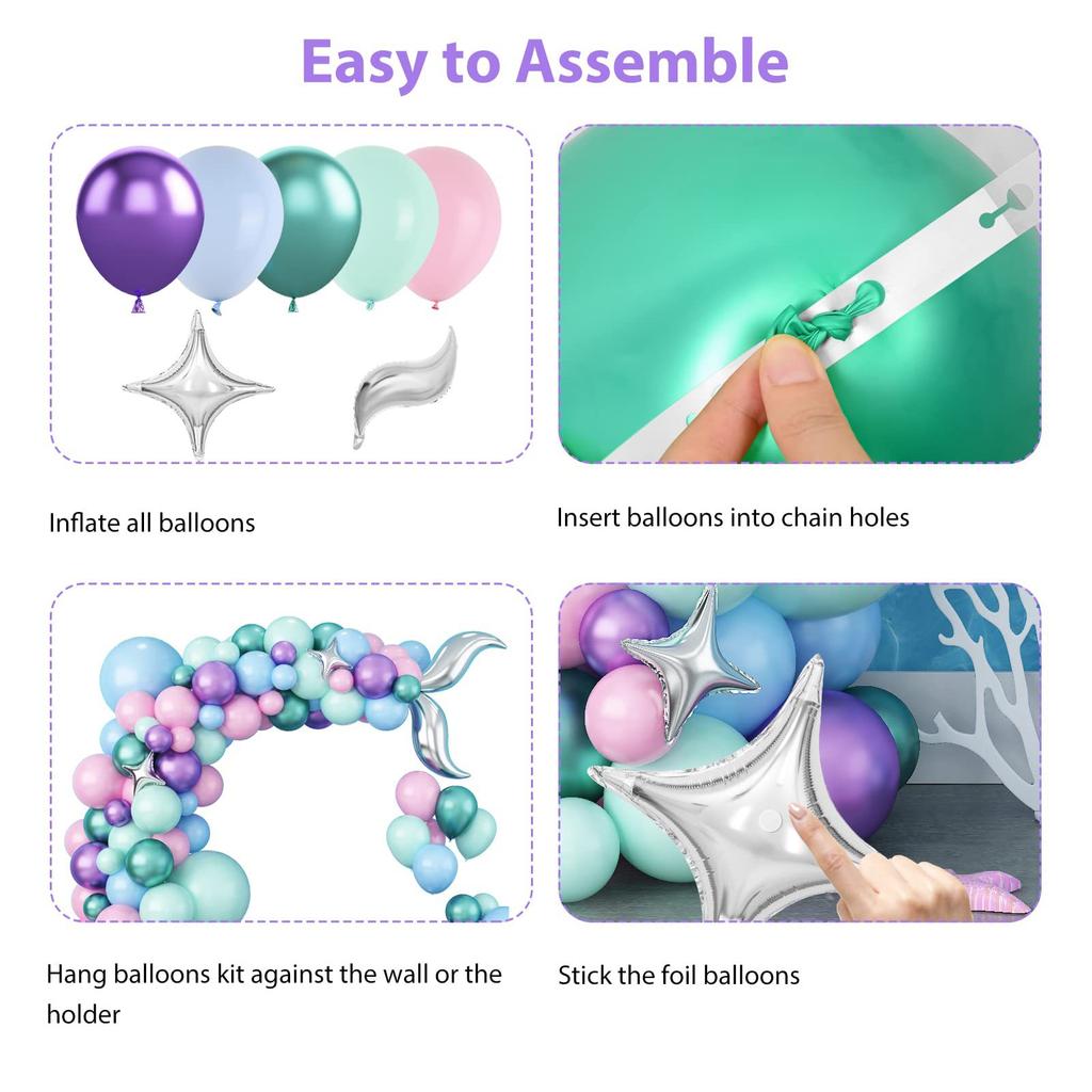 Латексные шары с русалкой, конфетти, воздушные гелиевые шарики, макаронные шары для детей, тема Русалочки для девочек, украшение для дня рождения