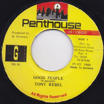 7-дюймовая пластинка TONY REBEL Good People PH81 Penthouse Recor 1994 Ямайка Регги Ска Даб Б/у