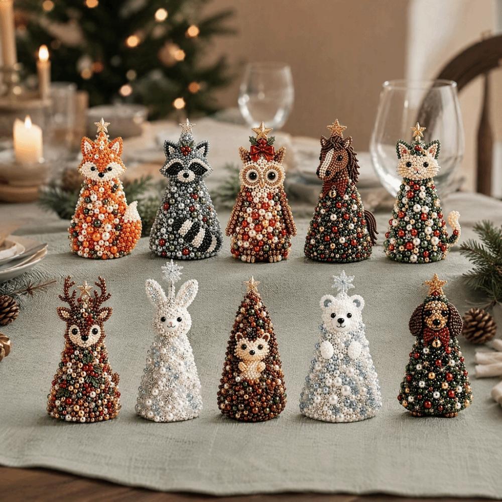 Home Tabletop Size DIY Ornament Making Set Multicolor Holiday Bead Craft Kits Gift Making