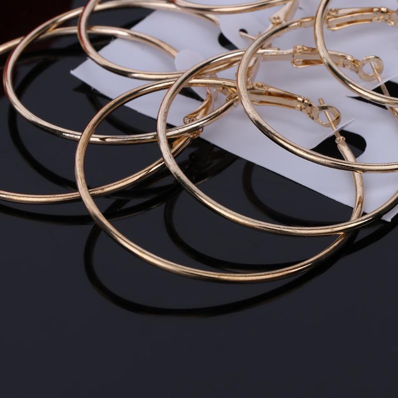 6 пар/набор ретро висячих больших круглых серег женщин стимпанк уха клип