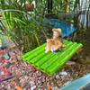 Floating Bamboo Raft Fishing Ornament Feeding Platform For Garden Pond Fish Tank Water Feature Decoration