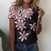 T Shirt For Women's Clothes Fashion Tops For Woman 3D Flower Print Female Short Sleeve Summer Women's T-shirt Plus Size Tees