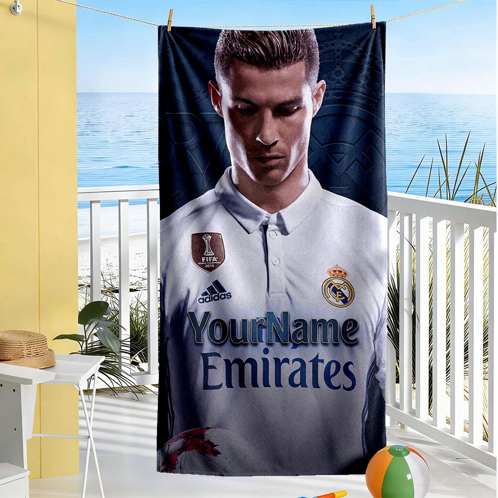 Cristiano Ronaldo Personalized Name Beach Towel Super Soft & Absorbent Suitable for Swimming Gym Camping Yoga Vacation