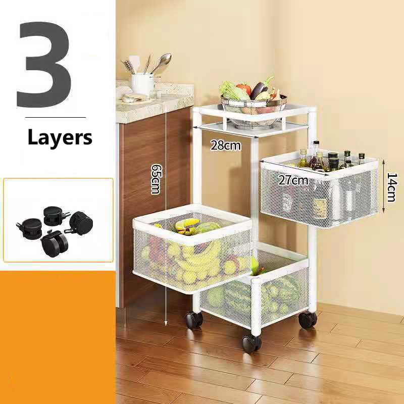 Многослойная поворотная полка из нержавеющей стали на 360 градусов, корзина для хранения фруктов и овощей, напольная круглая полка, кухонный органайзер