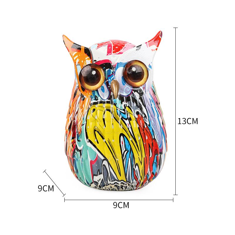 Painted Owl Resin Figurines Nordic Modern Graffiti Animal Sculpture Living Room Ornaments For Home Decor Desk Office Decoration