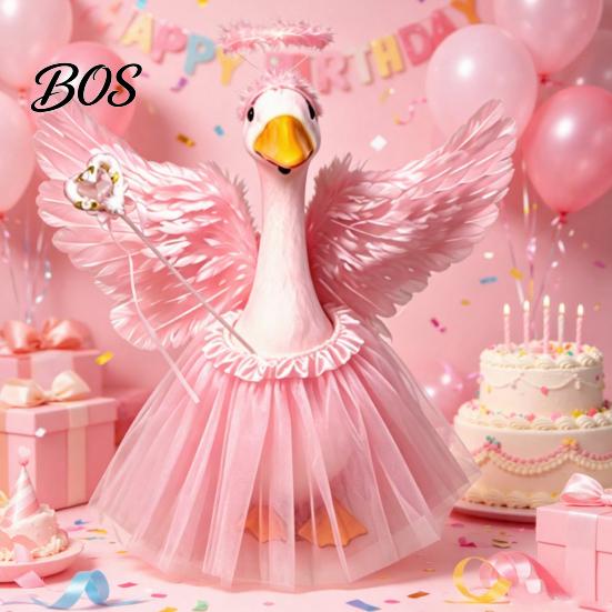 Party Goose Costume 1 Set Angel Outfit, Porch Devil Costume, Feather Wings Skirt Accessories Headband Wand Set, Fits Statue for Home Yard Lawn