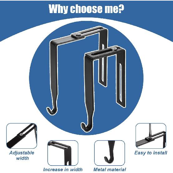 Набор из 18 регулируемых крючков для кабинок, вешалок для кабинок, металлических черных универсальных вешалок для перегородок, вешалок для дверей и зеркал, подходят для панелей кабинок шириной от 1 3/8" до 3 1/2"