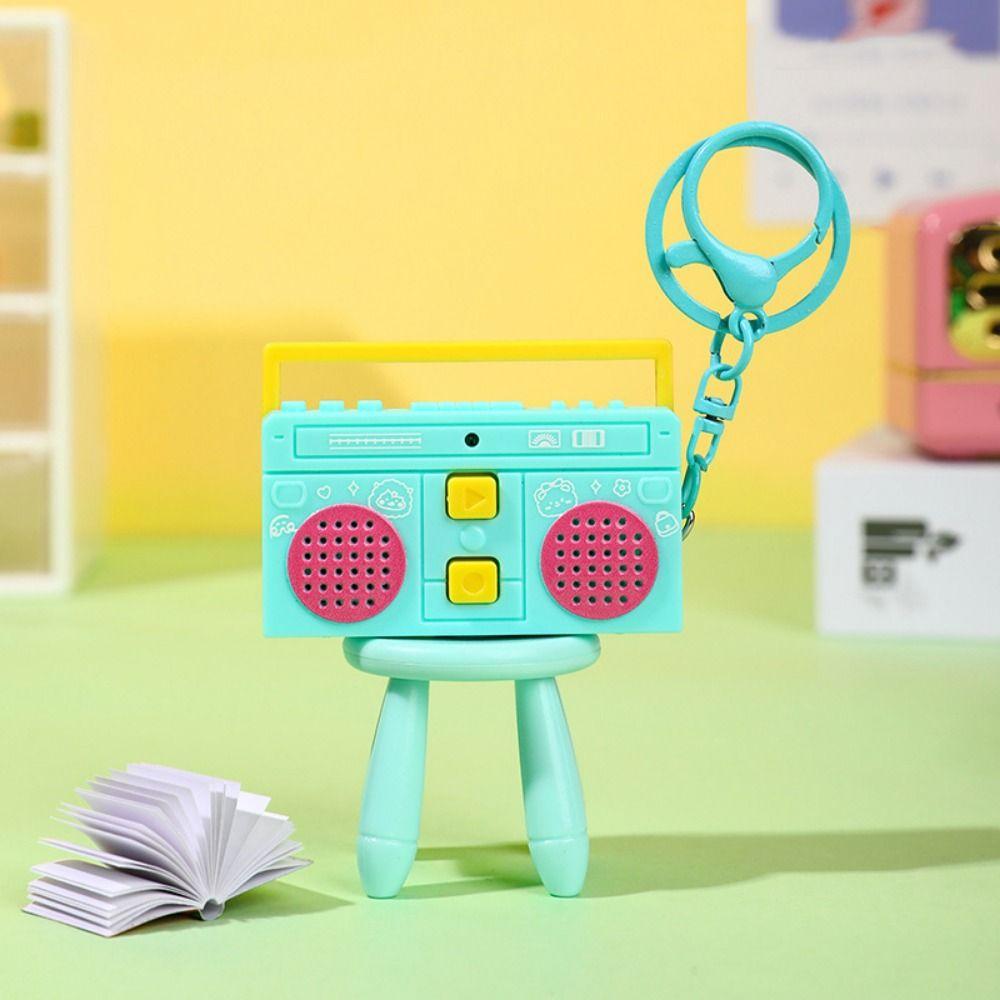 Retro Recording Key Ring Bag Hanging Small Speaker Key Holder Tape Recorder Pendant Birthday Gifts