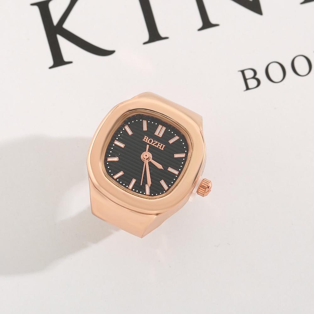 Ring Quartz Watch Creative Alloy Shell Finger Square Dial Couple Men And Women