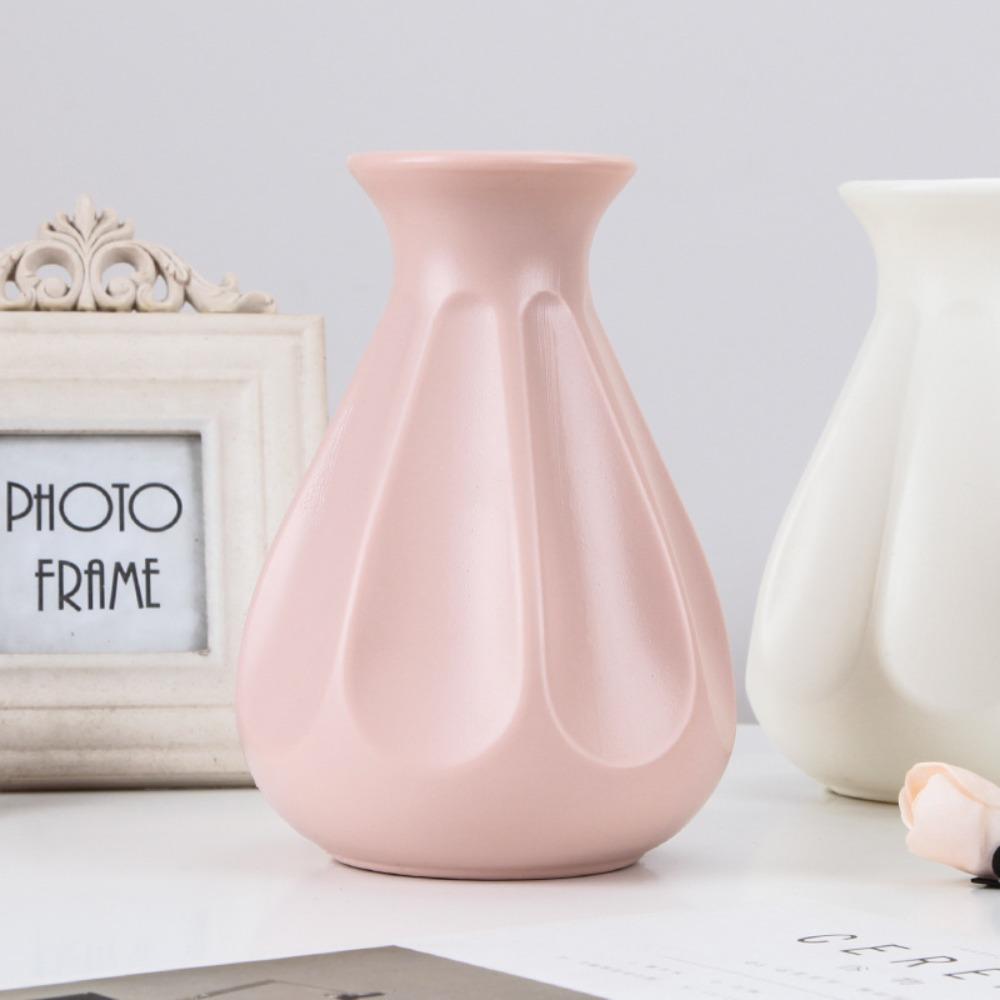 Anti Fall Flower Vase Fashion Imitation Ceramic Plastic Flower Pot Nordic Style Modern Flower Arrangement Home Decoration