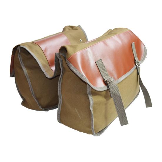 Portable Canvas Motorcycle Saddlebag Dual-sided Rear Seat Storage Luggage Bag