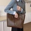 Tote Bag Large Capacity Solid Color Simple Commuter Shoulder Bag Autumn Fashion Versatile Women's Bag