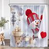 Funny Snowman Shower Curtain Silver Pine Branches Winter Forest Cedar Red Truck Elf Christmas Bath Curtains Home Bathroom Decor