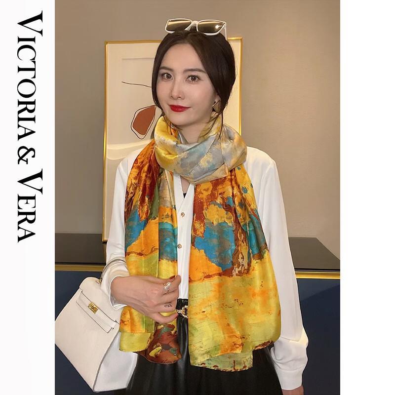 VICTORIA&VERA Printed Mulberry Silk Scarf