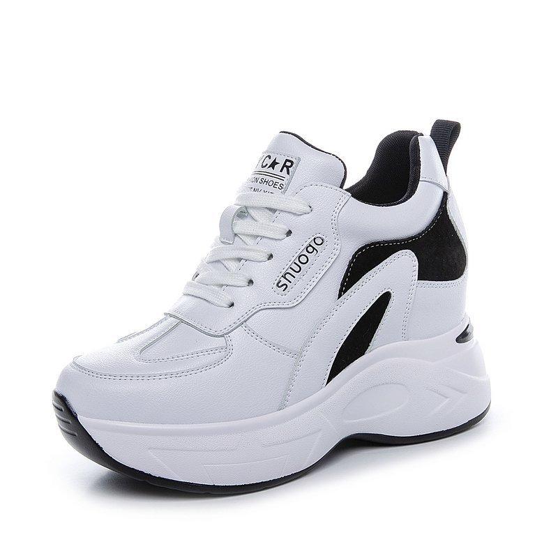 Женская обувь, кроссовки, модная уличная обувь на танкетке с внутренним увеличением, повседневная обувь на шнуровке, женская обувь на платформе