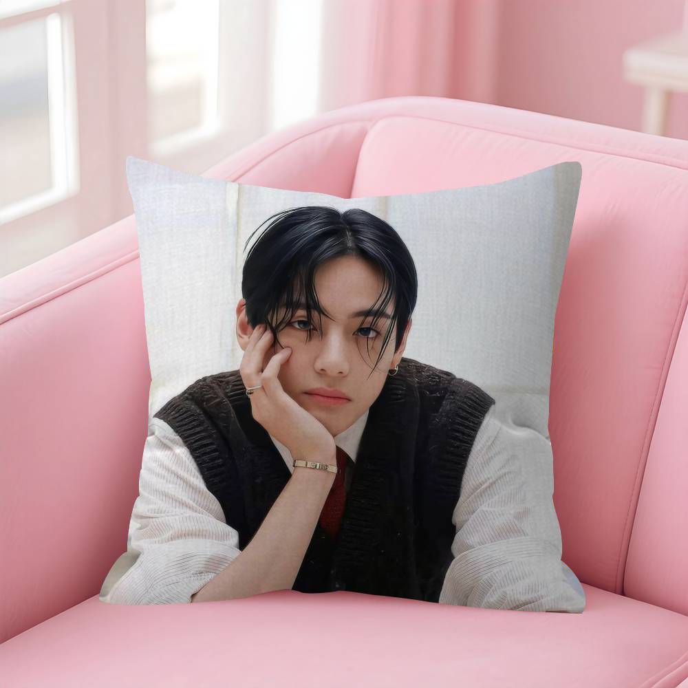 Подушка-чехол для сиденья singer Kim T-Tae-Hyung, чехол для подушки в машину 45X45 см, чехол для поясничной подушки, чехол для диванной подушки