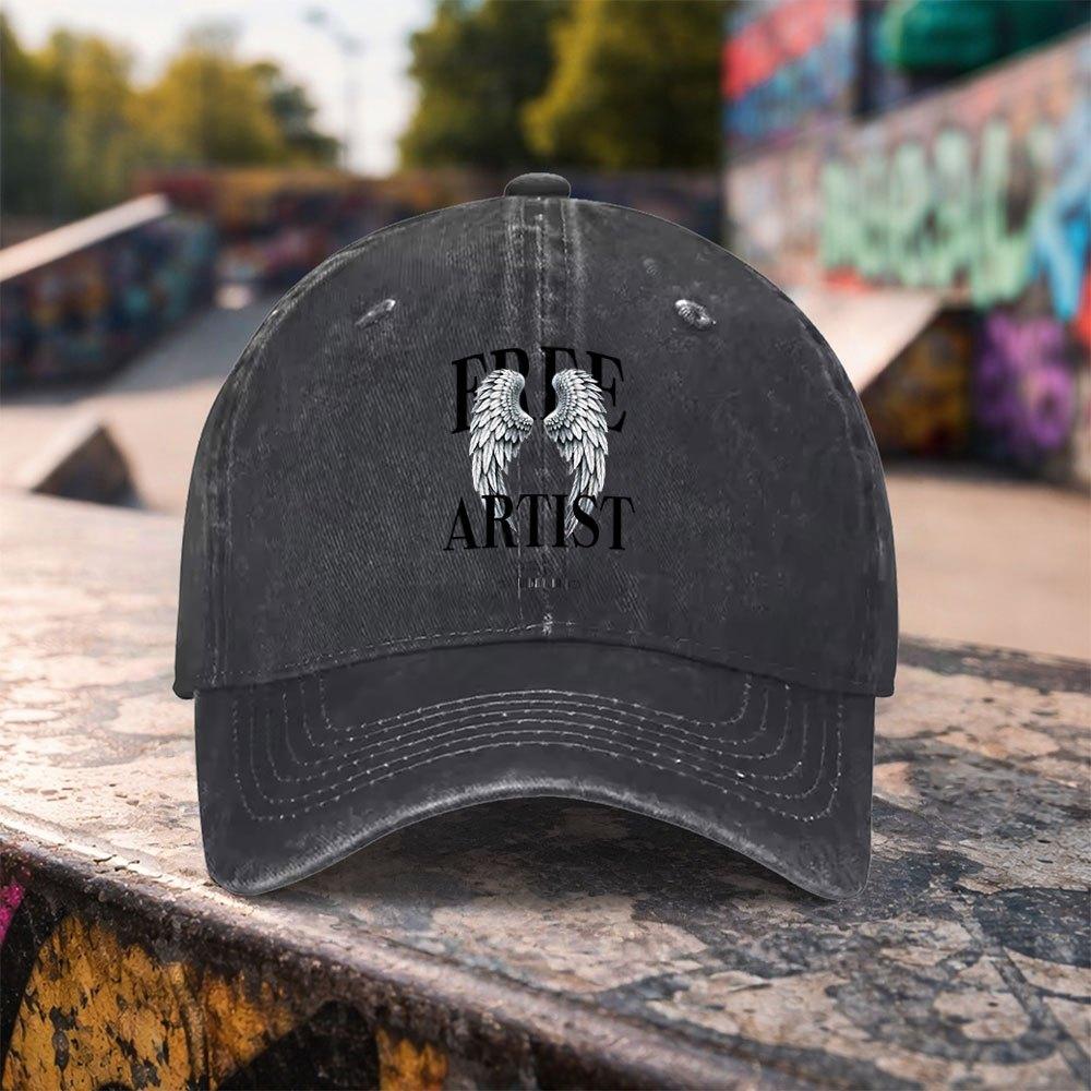 pc Casual Fashion Angel Wings FREE Print Washed Baseball Cap Premium Versatile Outdoor Accessory Unisex Duckbill Hat Suitable f