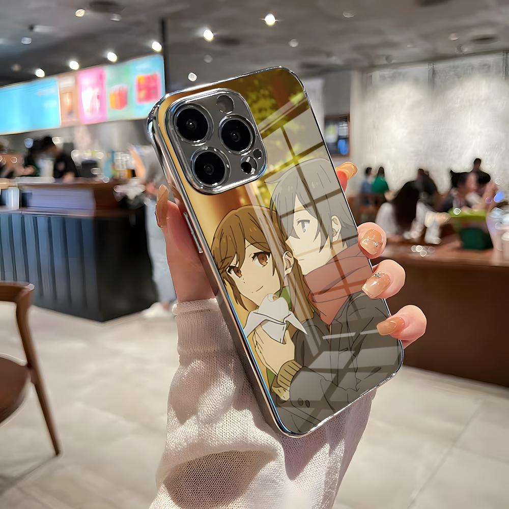 Чехол для телефона с аниме Хорimiya для iPhone 17 Pro Max 15 Pro 16 14 Plus 12 13 Mini 11 Pro Ударопрочный Электрооцинкованный Стеклянный Чехол