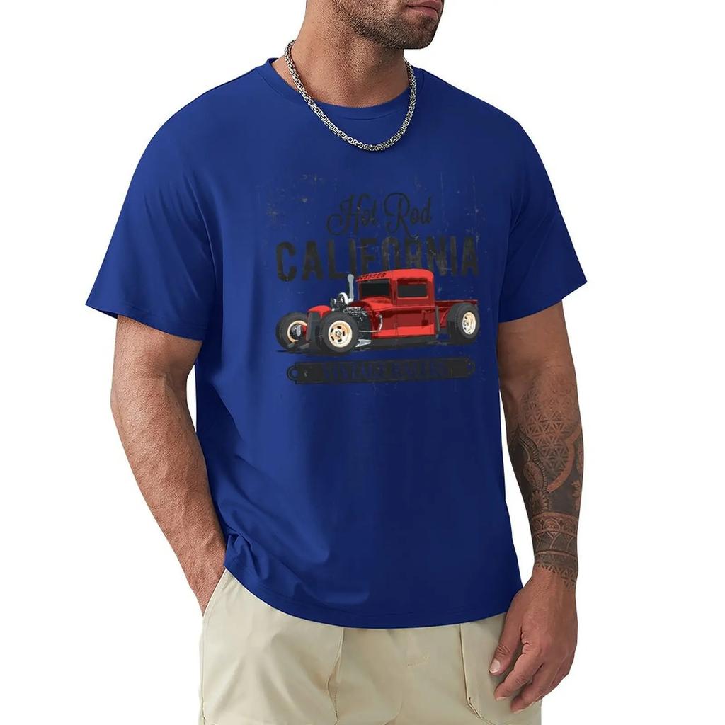 Футболка Hot Rod California Vintage Футболка Harajuku с коротким рукавом Футболка с графикой из 100% хлопка
