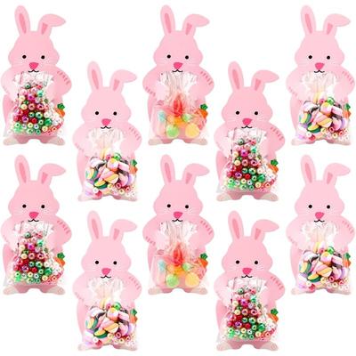 100 шт. пасхальных мешочков для сладостей в виде кролика, пасхальные мешочки для сладостей - целлофановые мешочки для сладостей в форме кролика - подарочный пакет, креативный прозрачный пакет для игрушек