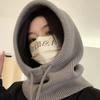Drawstring Scarf Balaclava Hats Warm Snood Collar Hood Soft Knitted Beanie Cap  Women&Men
