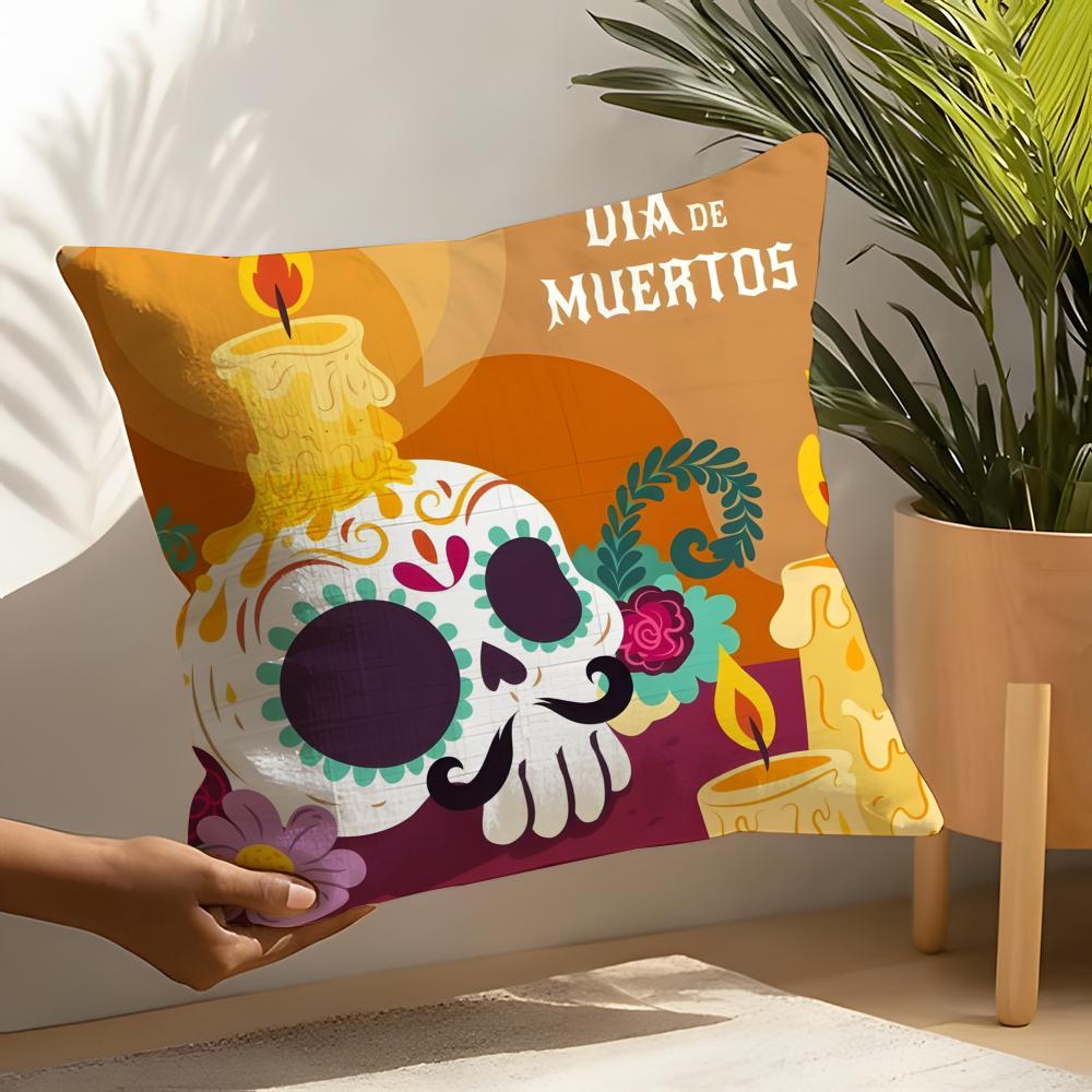 Festival DDia de Muertos Pillow Case Linen Cushion Covers For Decorative Sofa Home Pillows Case Car Chair Pillows Cases