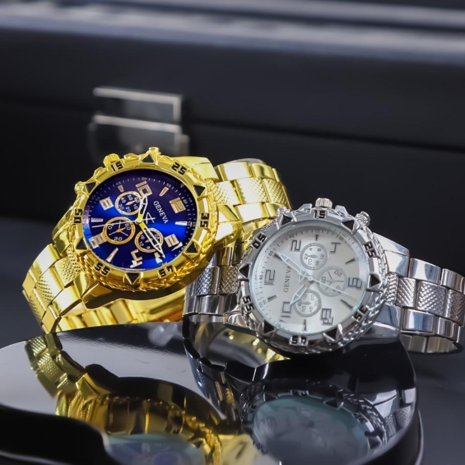 2 шт./Компл. Мужские Модные Роскошные Часы Круглые Аналоговые Мужские Часы Повседневные Кварцевые Наручные Часы для Мужчин Подарки на День Рождения, на Каждый День, на Праздник