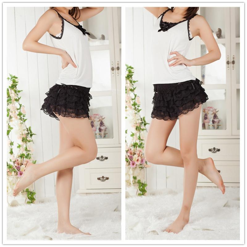 Женское кружевное нижнее белье, шаровары, юбка с рюшами, плиссированные многослойные шорты с оборками, трусики, короткая нижняя юбка