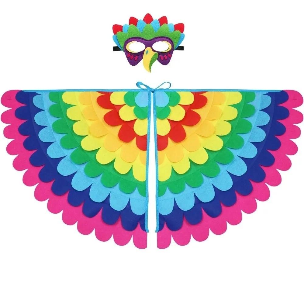 Creative Felt Cloth Halloween Cloak with Mask Robe Bird Wings Halloween Children Costume Owl Cosplay Cape Mask Set Party