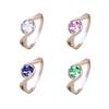 Glossy Stackable Ring Geometric Artificial Gemstones Inlaid Women Ring Twist Design Promise