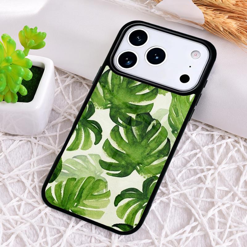 Green Monstera Leaf soft Phone Case for iPhone 17 Air 16 15 11 12 14 13 Pro Max Shockproof Cover