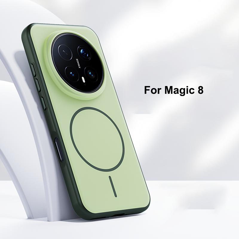 Чехол для Honor Magic 8 и Magic 8 Pro Magsafe Матовый Поверхность "Кожа младенца" Анти-отпечатки пальцев Прочный Гибридный Чехол