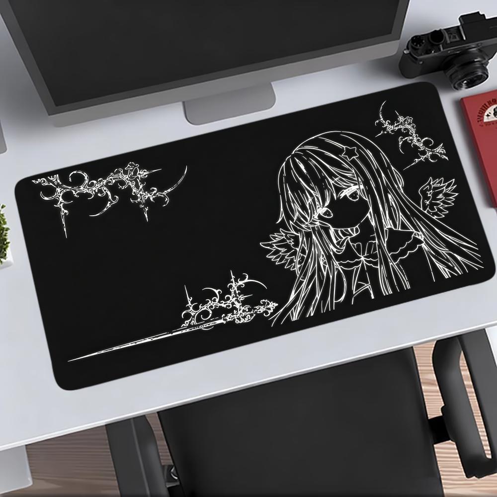 Dark Sketch Girl Mouse Pad Large Computer Office Game Table Mats XXL Rubber Anti-slip Gaming Keyboard Mousepads Long Desk Pads