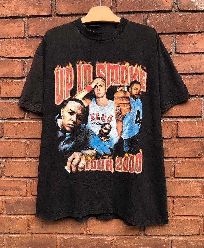 Up In Smoke Tour 2000 Хип-хоп 90-х Винтажная футболка с принтом S5XL Унисекс Футболка