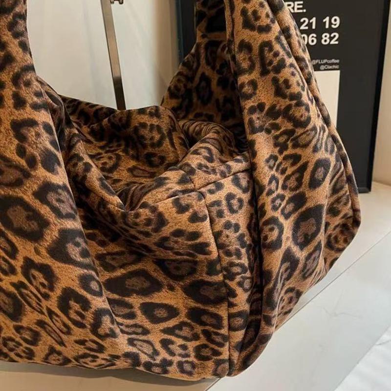 Yogodlns Большие сумки через плечо с леопардовым принтом Женские модные большие пакеты Ленивый стиль Сумки-хобо Осенне-зимние сумки для отдыха или путешествий