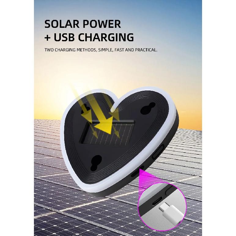 Universal Solar Atmosphere Light Heart-shaped Dynamic Gradient LED Fit Car Interior Ambient Light Decoration Accessory RGB