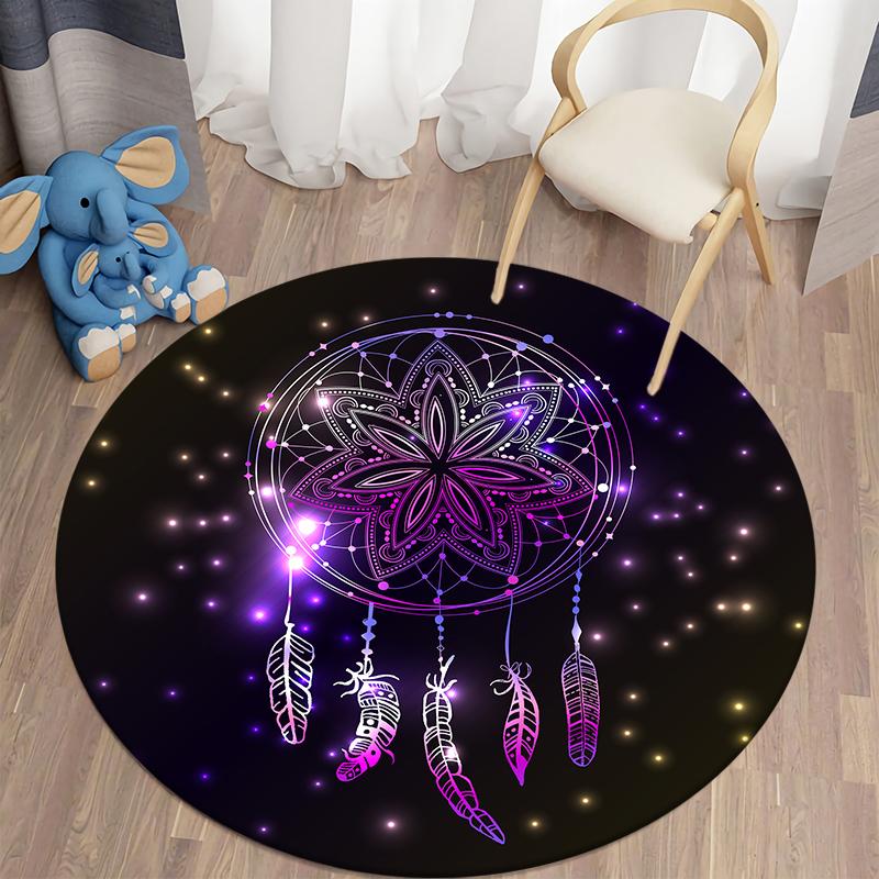 Красочная сетка для ловли снов с принтом, круглый ковер для дома, гостиной, дивана, спальни, украшение для пола, ковер